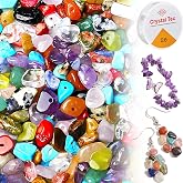 WGIJXA 200 Pieces Beads Kit Natural Stones for Making Bracelets with Hole, Beads Set for Bracelets Natural Precious Stones De