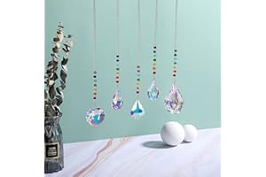 JOVIVI Acchiappasole Arcobaleno Prisma alla Finestra con 7 Colori Perline, Ciondolo da Appendere in Vetro con Pendente Sfaccettato, Rainbow Maker Suncatcher Ornamento per Decorazione Casa Giardino