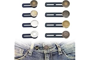PCSFOE 8 piezas Extensor de cintura de pantalones, Extensores De Botones,Botón De Extensión Metal Retráctil,Prolongador De Botón Elástico,Botones para vaqueros para faldas de jeans, pantalones