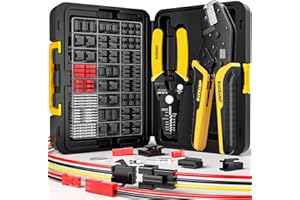 DxCRIMP Pince à Sertir JST, JST-SYP + JST-SM 2,5mm Connecteur Electronique Sertisseuse, 17 Sortes de Jeux de Connecteurs Dupont, avec Pince à Dénuder et à Sertir, 0,03-0,5mm², pour Dupont,JST-XH,Molex