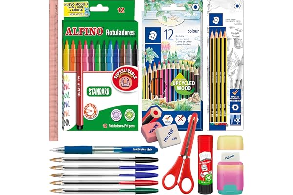 EcoPack - Pack économique complet de matériel scolaire de première marque pour votre étui (ECO40)