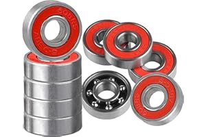 FEBBYA Roulements à Billes,608 RS Roulements de Skateboard 10 Pack Métal Double Blindage Longboard Roulements à roulettes à Patins pour Fidget Spinner Scooter 608 ZZ ABEC-9 8MM