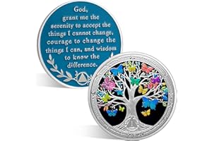 ‎ACGZQY ACGZQY 1-Monats-Nüchternheits-Chip, Genesungsbaum des Lebens Nüchternheitsmünze, bunter Schmetterling AA-Münze und Medaillen, Vintage AA NA Nüchternheits-Jubiläumsmarke, Geschenke zur Nüchternheit