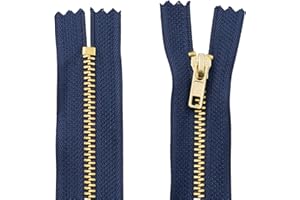 AERZETIX - C61304 - Lot de 2 Fermetures éclair non séparables 18 cm en métal - fermeture à glissière - couleur bleu foncé - couture maroquinerie trousses jupe robe vêtement pantalon mercerie