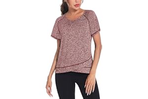Terecey Maglietta Sportiva Donna Maglietta Traspirante a Manica Corta Maglia Palestra Girocollo T Shirt Fitness Donna Asciugatura Rapida per Jogging Running Yoga Corsa S-XXL