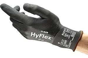 Ansell HyFlex HERO Series, Guanti da Lavoro Professionali, Protezione Professionale per Usi Industriali e Meccanici, Antitaglio, Antistatico, Oleorepellente, Nero