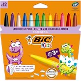 BIC Kids Visa Color XL Ke&ccedil;eli Boya Kalemi 12 Renk, Su Bazlı M&uuml;rekkep, Kolayca &Ccedil;oğu Kumaştan &Ccedil;ıkar, 3 Yaş ve &Uuml;zeri &Ccedil;ocuklar i&ccedil;