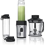 Arendo - Edelstahl Standmixer Zerkleinerer 700W - 2in1 - mini Smoothie Maker - 1,2l Fassungsvermögen inkl. 2x 0,57l Smoothie 