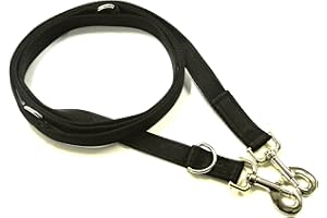 CHURCH PRODUCTS UK 8ft Dog Training Lead Police Style Obedience Multi-Functional Dog Lead 20mm Cushioned Webbing (Black, 8ft Long)