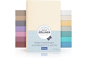 Julius Zöllner Prześcieradło z gumką z dżerseju do ważenia 90 x 40 cm i wózków wiklinowych, 100% bawełna, standard 100 by OEKO-TEX, ecru