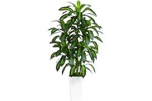 TXABL Artificial Dracaena Plant 150cm Tall Fake Tree Artificial Plants Indoor with White Tall Planter, 5FT Floor Plant Faux Yucca Tree in Pot for Outdoor Home Office Living Room Bedroom Farmhouse