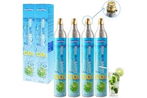 GreatWhip Co2 Cylinder for Sparkling Water Machine 60 litre Co2 Gas Cylinder Compatible with Most Fizzy Drinks Machine (4 cylinders)
