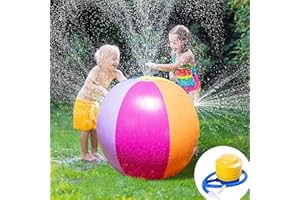 BINXWA Wasserball Aufblasbar Wassersprinkler,60cm Farbe Sprinkler für Kinder Outdoor Beach Party Spielzeug (mit Aufblasbarer Pumpe)