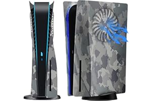 ElitePlay Grey Camo PS5 Faceplate with Cooling Valves Cover Replacement Camouflage Plates Shell Accessories for Playstation 5 Disc Edition