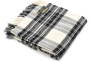 TWEEDMILL TEXTILES - MADE IN THE UK Dress grey stewart tartan British made wool picnic blanket travel rug throw