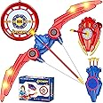 Bow and Arrow Set Kids, 3 in 1 Shield Archery Shooting Game Includes 2 PCS Bow with Lights, 10 Suction Cups Arrows, 1 Targets Play Indoor Outdoor Toys, Gift for Boys Girls Age 3+