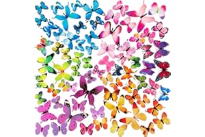 FFWHKON 3D Colorful Butterfly Wall Stickers, 72PCS Removable Butterfly Wall Decals, Butterflies DIY Art Decor Crafts for Party Offices Bedroom Room Sticker Set