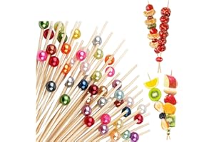 VEXQUIVERA 200 PCS Cocktail Sticks Bamboo Cocktail Sticks Skewers for Drinks Desserts Wedding Party Fancy Toothpicks Use for Appetizers Skewers Sandwich Burgers Fruit Party Decoration