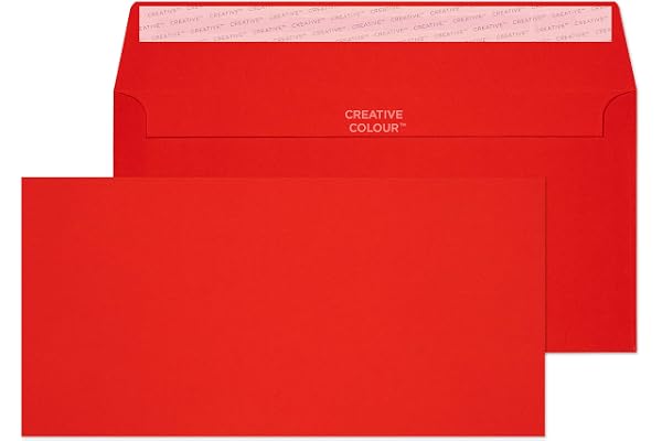 Blake Creative Colour DL+ 114 x 229 mm 120 g/m² Enveloppes Bande Adhésive (25206) Boîte de Pilier Rouge - Boîte de 25