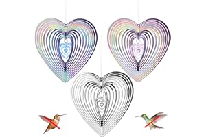 Lucywey Vogelschreck Vogelabwehr, 3 Stück Reflektierender Vogelschreck, Reflektierende Windspirale Vogelabwehr,Ideal für Haus & Garten für Dekoration (Herzförmig)