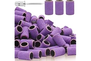 BLESWIN 100Pcs Embout Ponceuse Ongles, 150 Grain Bandes de Ponçage Manucure Pédicure Ongles pour Ongles en Acrylique, Ongles en Gel (Violet)