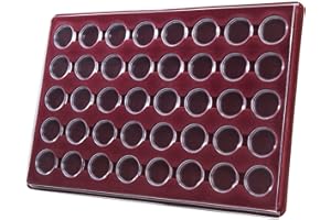 MC.Sammler Vassoio Portamonete con Coperchio Protettivo + 40 Capsule per Monete da 26 mm | Monete da 2 Euro