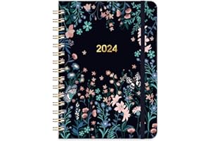ARTFAN Diary 2024 - A5 Diary Week to View from Jan 2024 to Dec 2024 - Navy Blue, with Monthly Tabs, Pen Holder and Elastic Closure