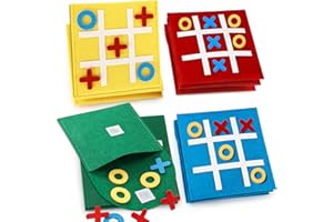 Tapvai 12 Pcs Tic TAC Toe para Niños Juego Tres En Raya Fieltro Juego, Tres En Raya para Niños y Familiares Regalos De Fiesta Cumpleaños Juguetes Educativos(Rojo, Azul, Amarillo, Verde)