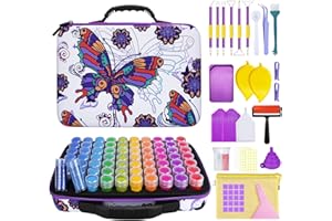 JOTOL Diamond Painting Accessoires Boite,Boite Diamond Painting Rangement,70 Emplacements Boîte Diamond Painting Rangement avec Outils,avec Entonnoir,pour Broderie Diamant Kit Complet