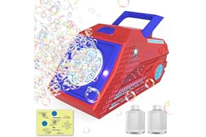 PANAMALAR Machine à Bulles Automatique pour Enfants 10000+ Bulles par Minute, Machine à Bulles Portable Rechargeable avec 6 Grands Trous/2 Solutions pour extérieur Mariage fête