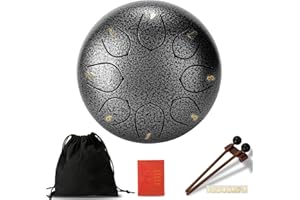 Riokko Zungentrommel 8 Noten 6 Zoll Tongue Drum Steel Ätherische Trommel Percussion Instrument Handtrommel Hand pan Drum Zum Musikliebhaber Yoga Meditation Klangheil