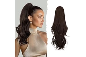 ‎SOFEIYAN Sofeiyan Lange Gewellt Pferdeschwanz mit Klammer, Dual-Use-Design Ponytail Extension, 41 cm Synthetik Claw Clip in Haarverlängerung Zopf für Frauen, Dunkelbraun