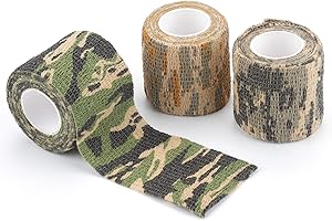 Rybtd 3 Rollo Vendas Camuflaje, Vendajes Elásticos Adhesivos Autoadhesivas, selva camuflaje desierto, AUC (3 colore) Para caza Camuflaje , decoración Bicicleta (4,5 m largo x 5 cm ancho）
