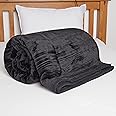 EGYPTO Luxury Single Black Fleece Blanket – Luxury Faux Fur Throw for Sofas & Bed – Anti Allergy – Warm & Cosy Blanket – Versatile Outdoor Blanket Throw Single (127cm x 152cm, Black)