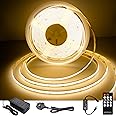 TTWAY COB LED Strip Lights 2700K, Dimmable LED Strip Kit, Super Bright 24V LED Tape Lights CRI90+ with RF Remote and UKCA Power Supply for DIY Home Decoration, 10M, 3840LEDs, Warm White.