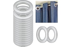 36 Piezas Anillos de Cortina con Ojales Plastico, Scettar Anillas para Cortinas Circular, 42 mm Diámetro Interior, para Sala de Estar, Baño, Dormitorio (Plata)