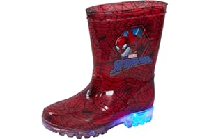 Marvel Spiderman Light Up Wellington Boots Kids Flashing Rain Snow Shoes Wellies
