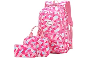 SellerFun Girl Geometric Printed Primary Junior High University School Bag Bookbag Backpack