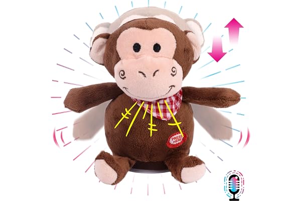 Hopearl Talking Monkey Repeats Jouet électrique interactif en Peluche pour Tout-Petits à partir de 3 Ans 16,5 cm