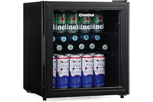 Subcold Cave50 Mini Fridge 50L with Glass Door – Quiet Drinks Cooler with LED Light | Compact Fridge for Bedrooms, Gaming Rooms, Man Caves, Offices & Home Bars – Energy Efficient