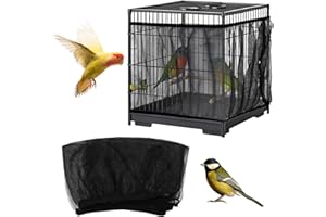 CIATBYYJ Jaula ajustable XL para pájaros, cubierta para jaula de pájaros, malla de nailon, para loros, periquitos, guacamayos, africanos, redondos, cuadrados, color negro