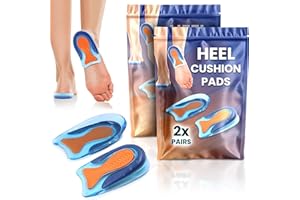 Medipaq Posture Correcting Heel Levelling Support (2X Pairs UK Size 8-12) - Gel Heel Pads - Heel Cushion Pads - Gel Insoles for Plantar Fasciitis - Angled Design Corrects Pronation or Supination