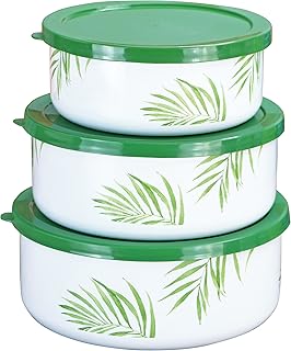 Corelle Coordinates by Reston Lloyd 6-Piece Enamel on Steel Bowl/Storage Set, Bamboo Leaf