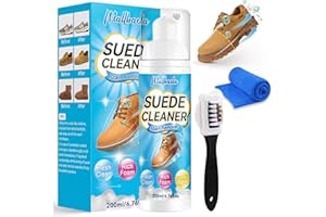 MALLBAOLA Pulisci Scarpe, 200ml Detergente per Scarpe in Suede con Spazzola per Suede, Kit Pulizia Scarpe Rimuove Sporco e Macchie, pulizia scarpe scamosciate per Scarpe Bianche, Maglia, Stivali, Sneaker, Pelle