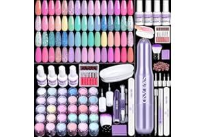 ‎SAVILAND SAVILAND Dipping Powder Nails Set mit Nagelfräser: 30 Farben Dip Powder Nail Set All-in-1 mit Komplettem Dip Pulver Liquid Dip Base & Top Aktivator Pinsel Reiniger für French Nail Art Maniküre Salon