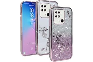 XINYEXIN Funda Glitter para Xiaomi Redmi 10C, Carcasa Teléfono Antigolpes Transparente Bling Sparkle, Ultra Delgado Cute Brillante para Niñas y Mujeres - Oro Rosa