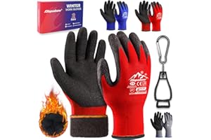 Nopaben 2 Pairs of Men's Warm Work Gloves for Cold Days, Abrasion-Resistant Thermal Construction Gloves with Latex Coating for Cold Protection with Grip, Insulated Gloves Women, Size 10/XL
