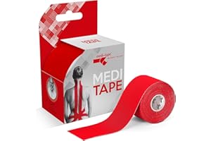 MEDI-TAPING Medi-Tape (Rot) für Sport & Alltag (5m) - Kinesiologie Tape latexfrei mit 150% Elastizität - atmungsaktives & wasserfestes Physio & Kinesio Tape - Sporttape