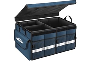 Oasser Torba do bagażnika, organizer z pokrywą, wodoszczelna, antypoślizgowa, składana, z aluminiowymi uchwytami, paskami odblaskowymi