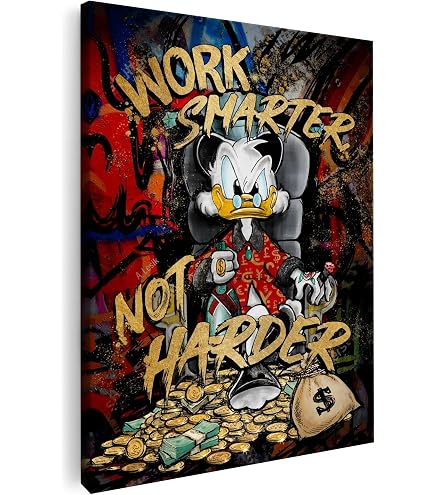 Quadro Su Tela Magic Canvas Art "Dagobert Geld Money", 40x30 Cm, Stampa Artistica Moderna, Decorazione Da Parete, Made In Germany